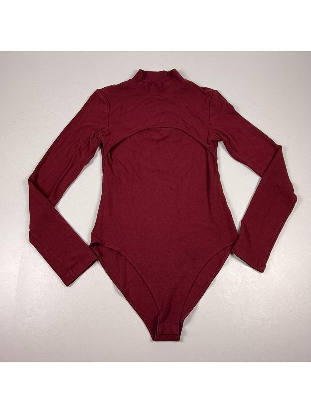 Women's Red and Burgundy Bodysuit